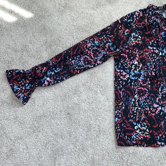 Sois Inspire Split Neck Printed Blouse Top Sz S - Picture 4 of 9